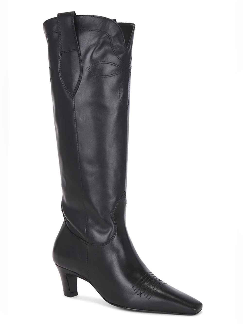 RAYE Luna Boots Black Leather Knee-High Western-Inspired shoes Revolve 6.5
